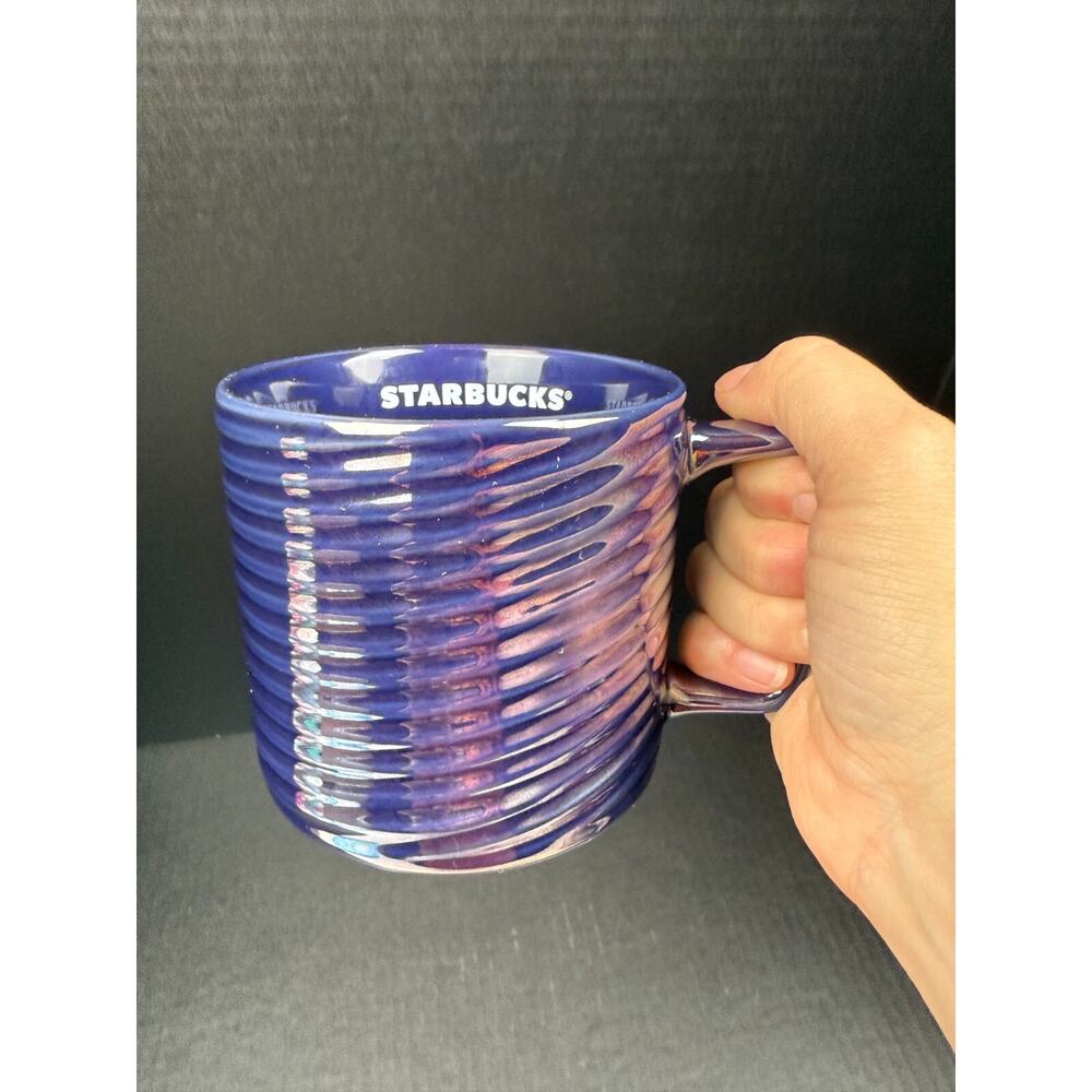 Starbucks Luster Swirl Coffee Mug 12oz 2020 Iridescent Navy Blue